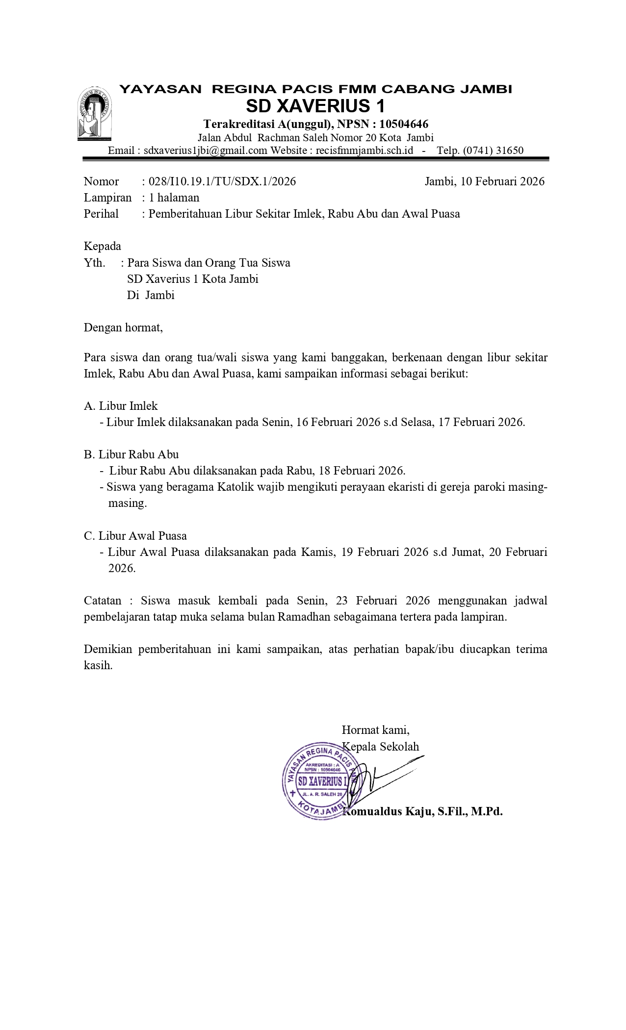 Pemberitahuan Libur Imlek, Rabu Abu dan Awal Puasa_page-0001